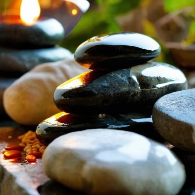 Visuel massage aux pierres chaudes